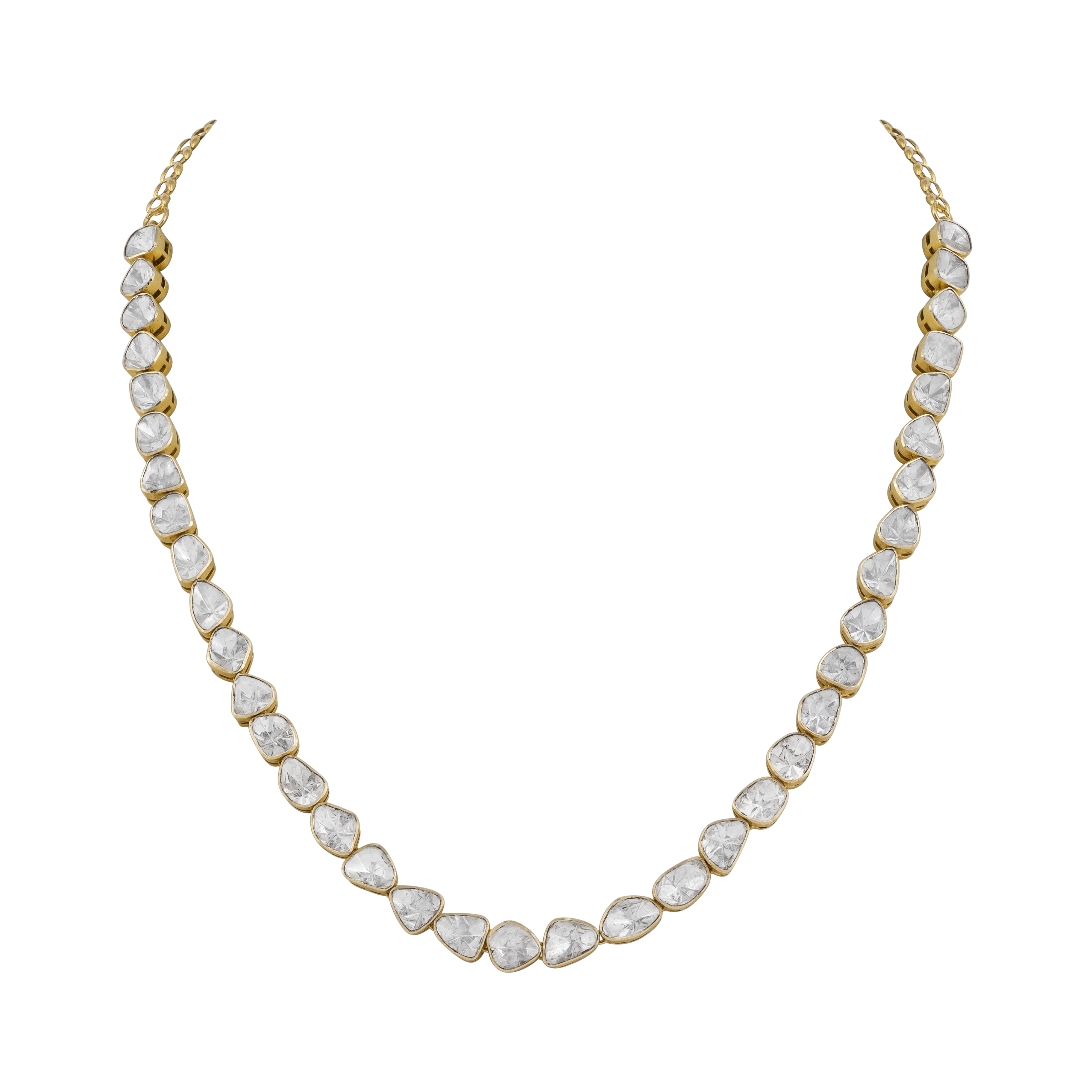 Radiant Polki Diamond Necklace in Open Setting